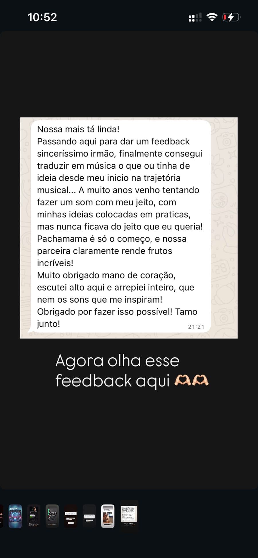 Feedback de aluno sobre o EP Pachamama